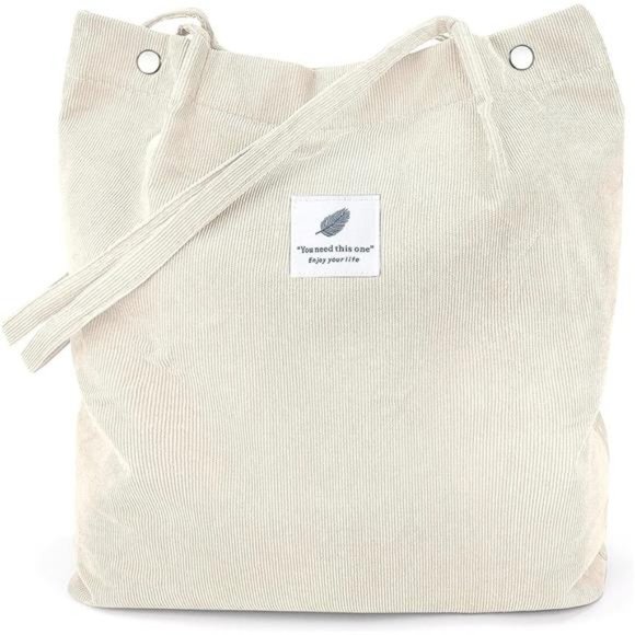 Tote Corduroy Bag Women's Shoulder Purses for Office School Shopping Travel - Picture 1 of 6